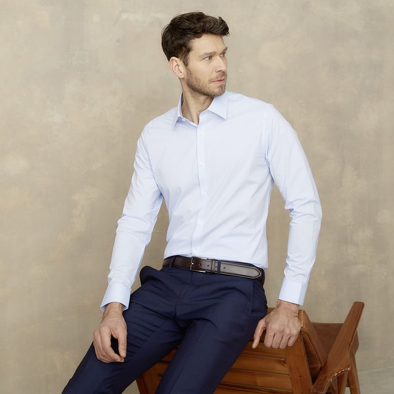 WOLF&HANK - Camisa de Vestir Hombre Wolf&Hank Manga Larga Algodón Lisa