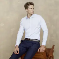 WOLF&HANK - Camisa de Vestir Hombre Manga Larga Algodón Lisa