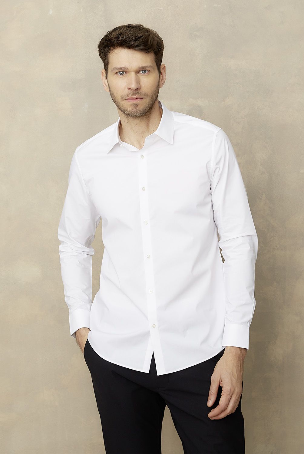 WOLF&HANK - Camisa de Vestir Hombre Wolf&Hank Manga Larga Algodón Lisa