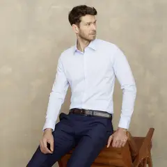 WOLF&HANK - Camisa de Vestir Hombre Manga Larga Algodón Lisa
