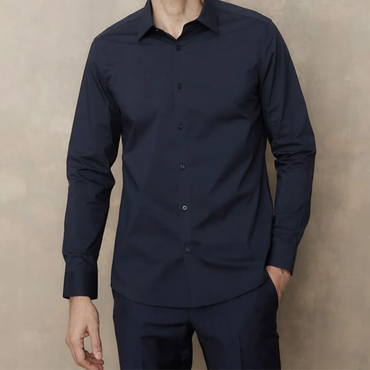 WOLF&HANK - Camisa de Vestir Hombre Manga Larga Algodón Lisa Wolf&Hank