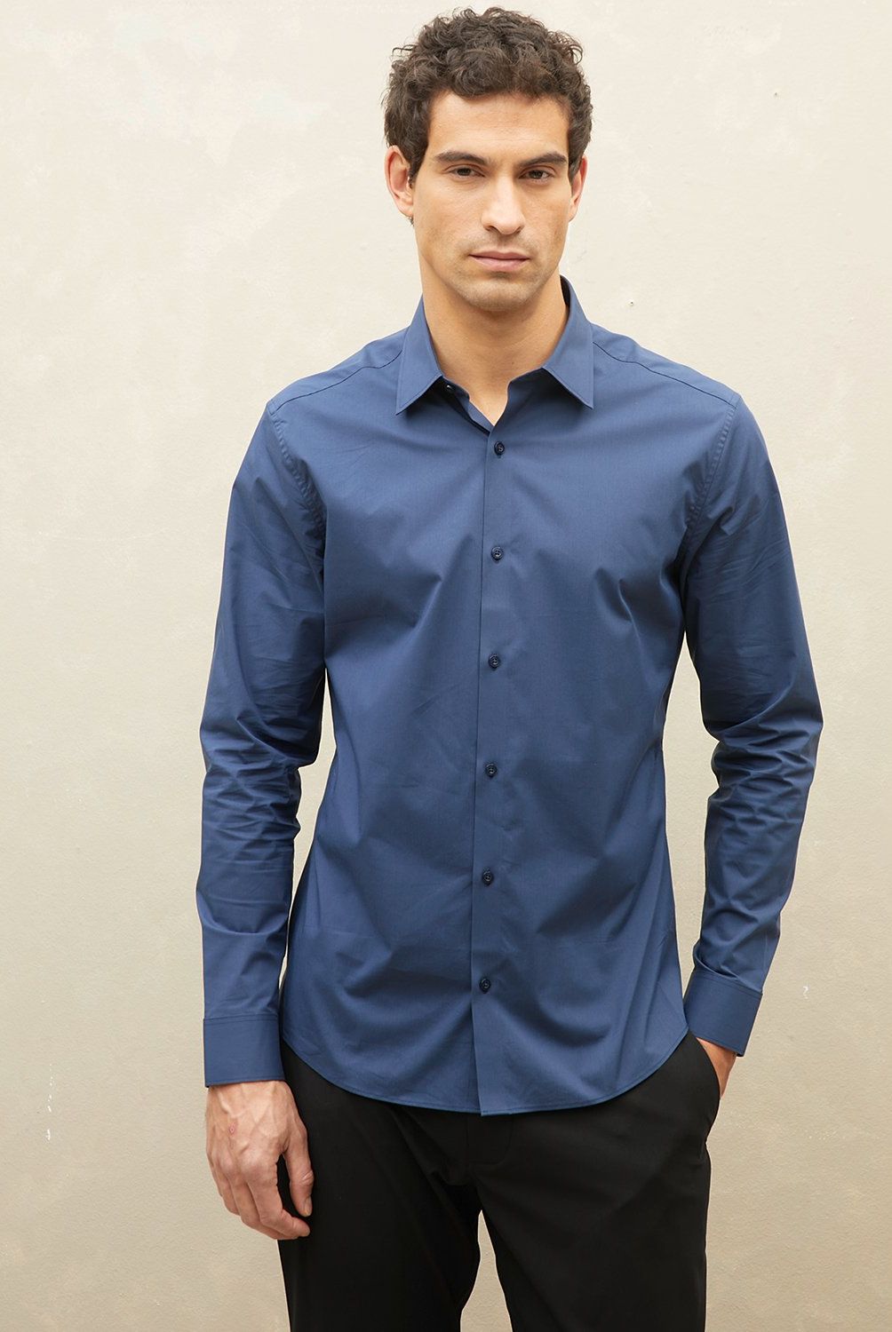 WOLF&HANK - Camisa de Vestir Hombre Wolf&Hank Manga Larga Algodón Lisa