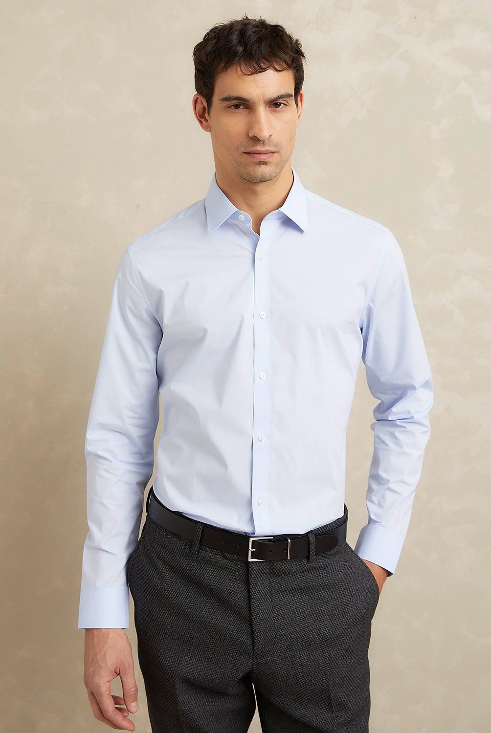 WOLF&HANK - Camisa de Vestir Hombre Wolf&Hank Manga Larga Algodón Lisa