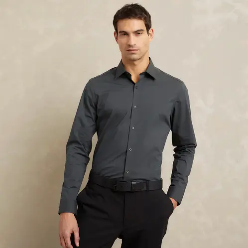 WOLF&HANK - Camisa de Vestir Hombre Manga Larga Algodón Lisa