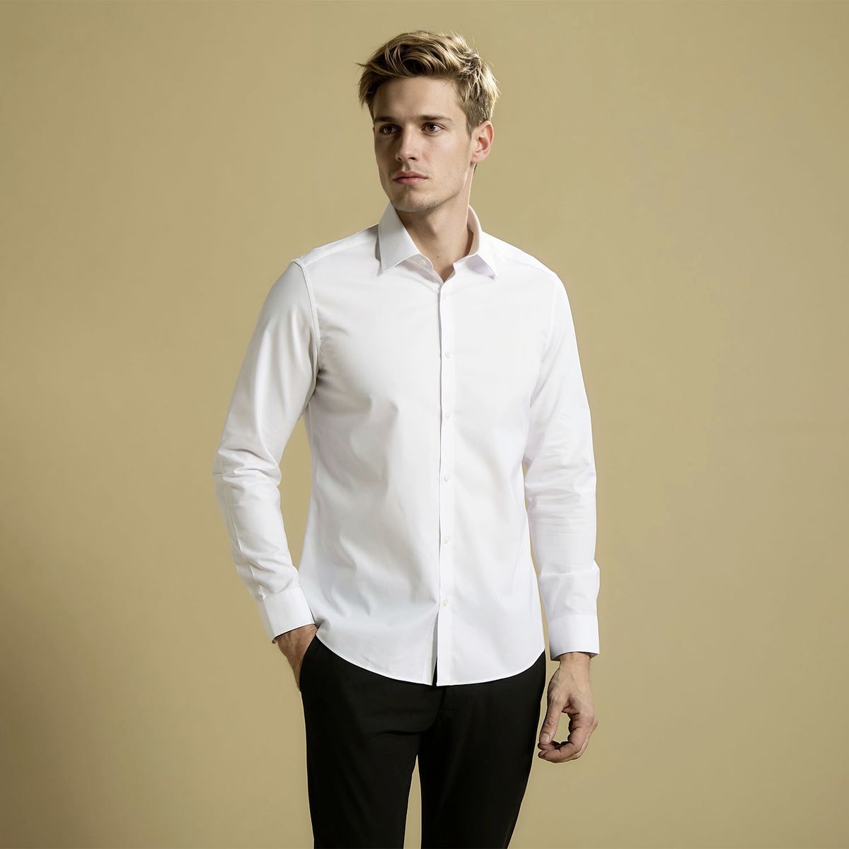 WOLF&HANK - Camisa de Vestir Algodón Manga Larga Hombre Wolf&Hank