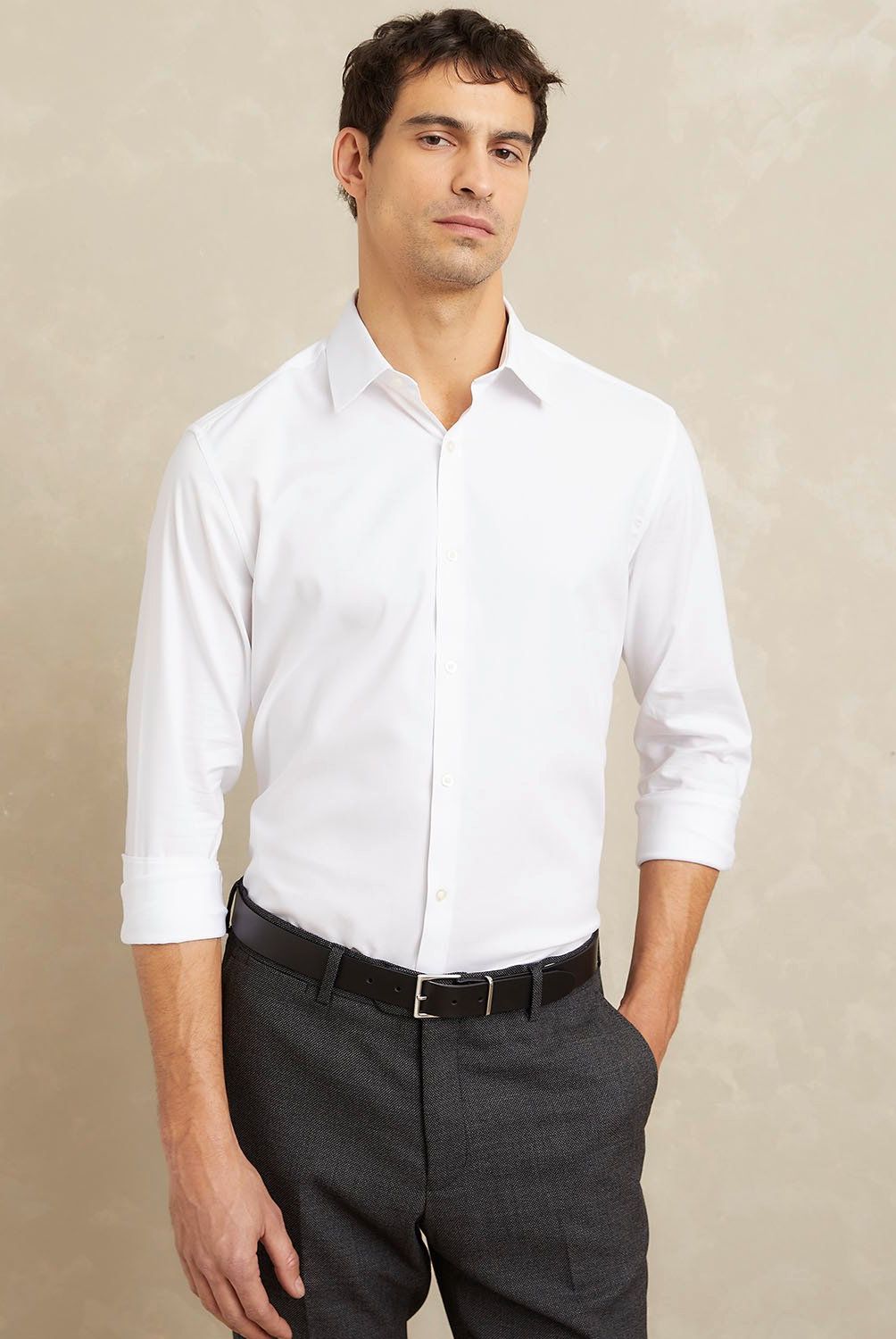 WOLF&HANK - Camisa de Vestir Hombre Wolf&Hank Algodón Manga Larga Lisa