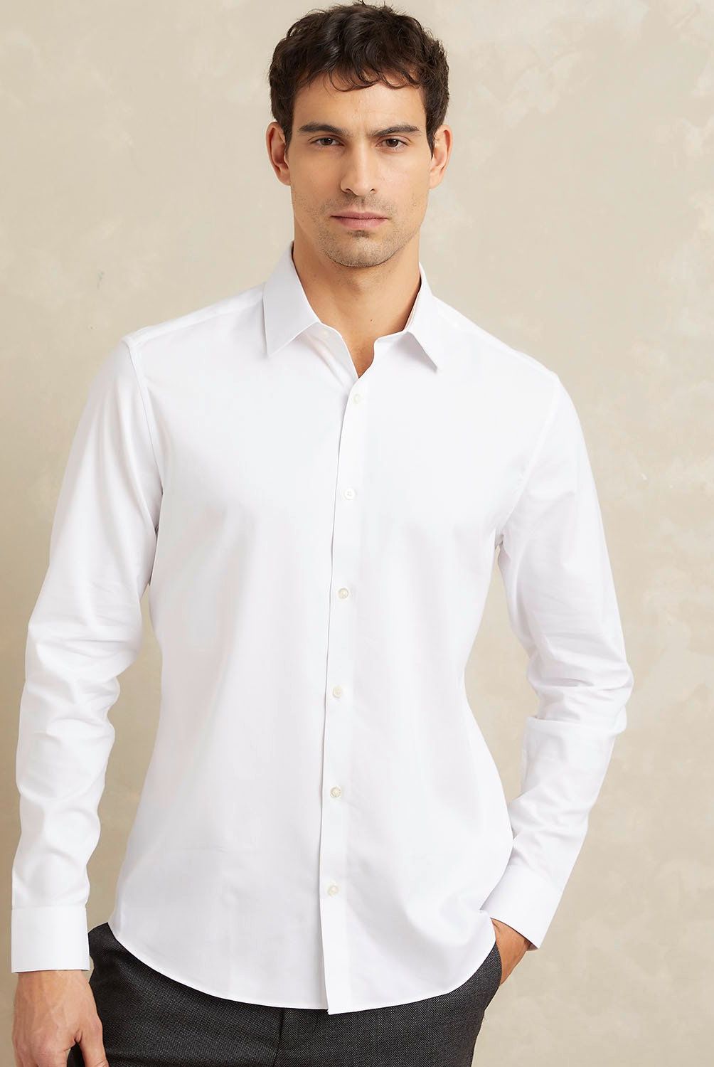 WOLF&HANK - Camisa de Vestir Hombre Wolf&Hank Algodón Manga Larga Lisa