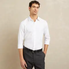 WOLF&HANK - Camisa de Vestir Hombre Algodón Manga Larga Lisa