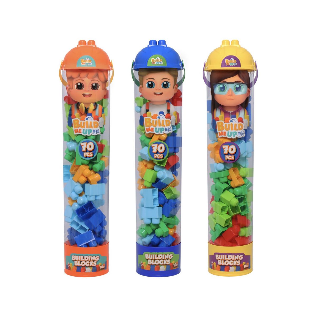 BUILD ME UP - Tubo 70 Bloques Tapa Cabeza Build Me Up