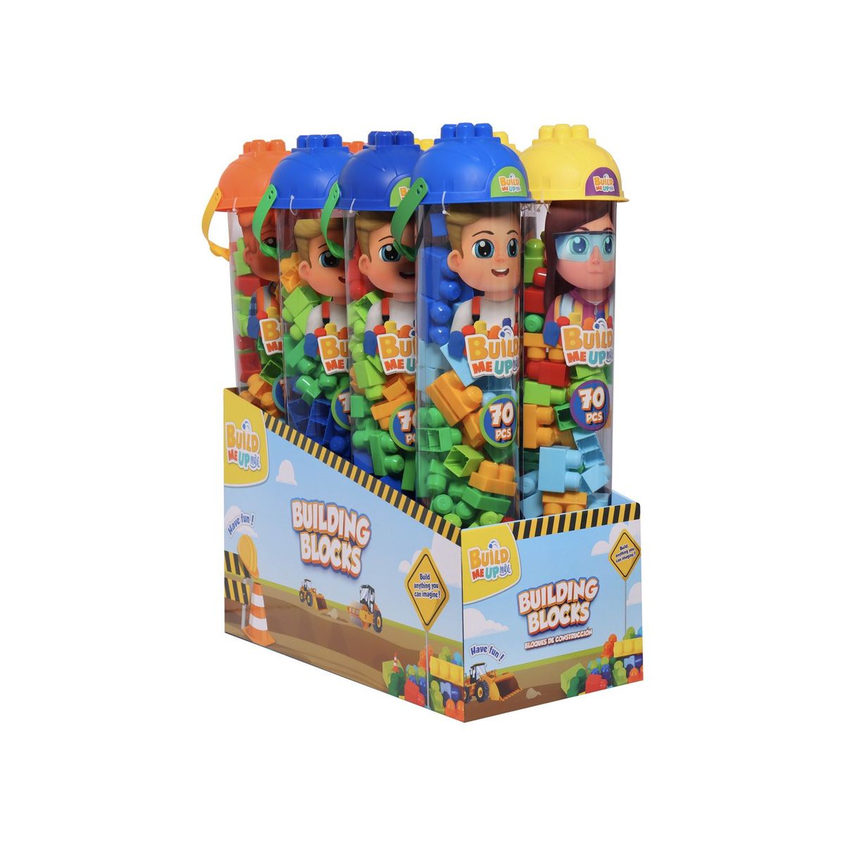 BUILD ME UP - Tubo 70 Bloques Tapa Cabeza Build Me Up