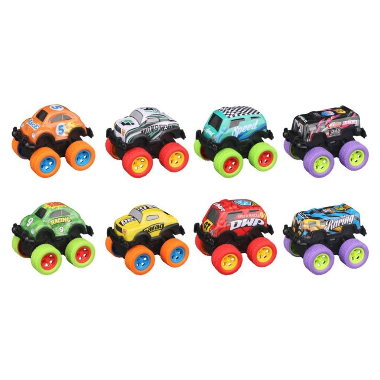 KIDS N PLAY Pack X8 Carros Big Wheels Pull Back