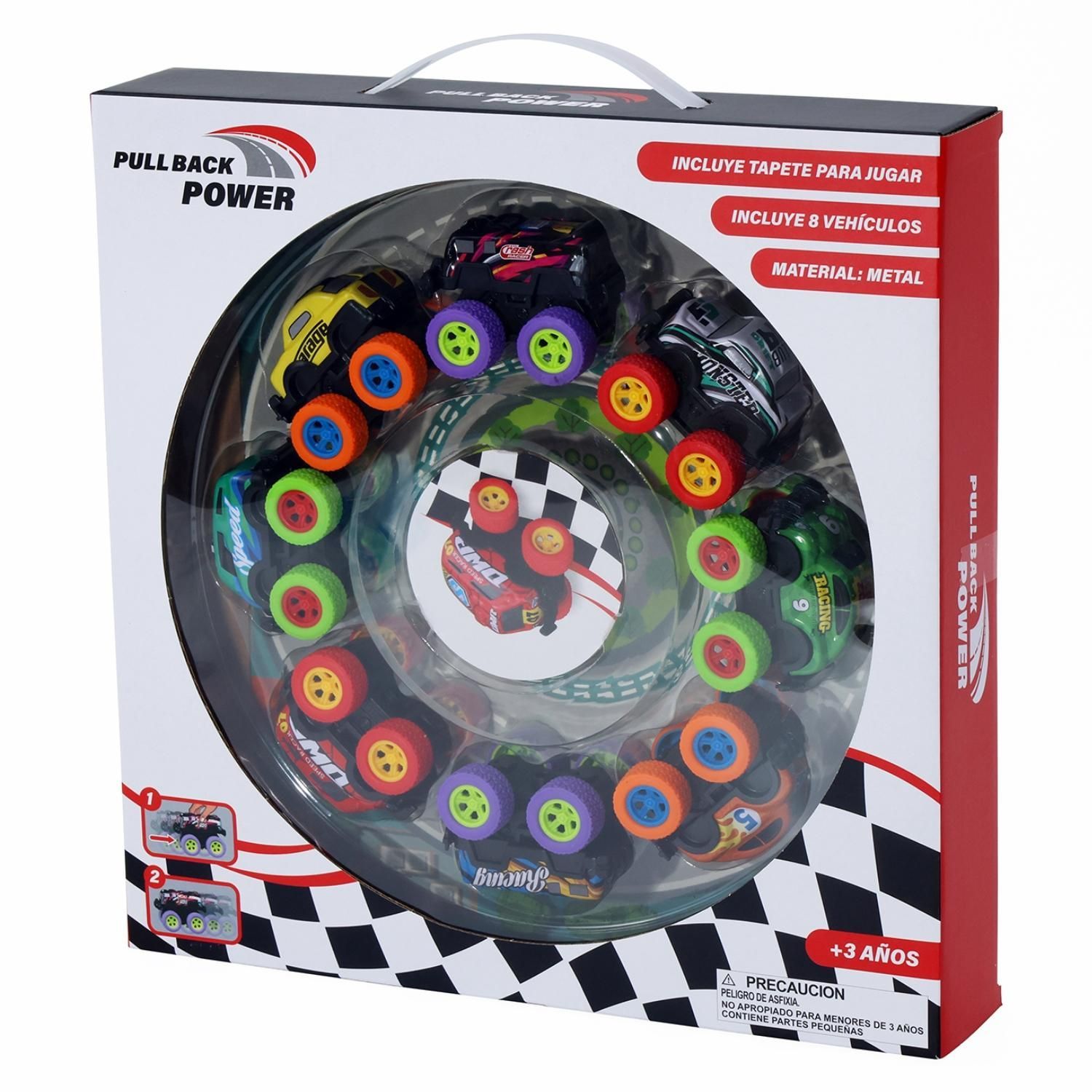 KIDS N PLAY Pack X8 Carros Big Wheels Pull Back Kids N Play