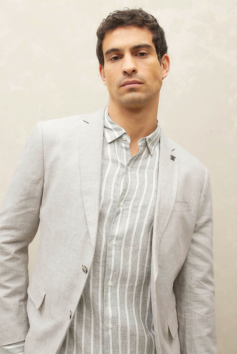 WOLF&HANK - Blazer Casual Lino Manga Larga Hombre Wolf&Hank