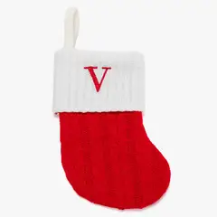 MICA - Bota Roja con Letra "V" Adorno Decoración Navidad