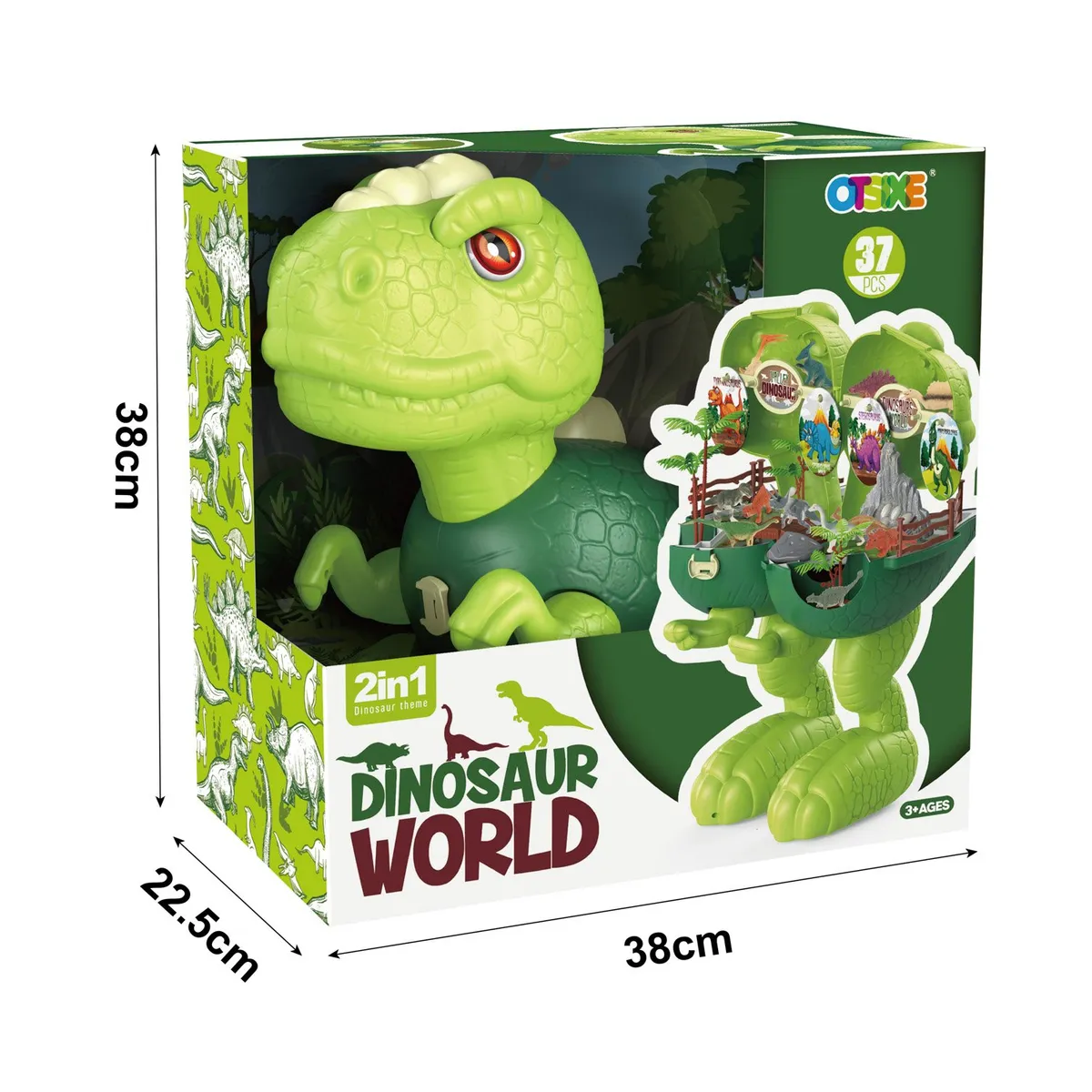 OTSIXE - Set Dinosaurio Verde Con Dinos Al Interior Otsixe
