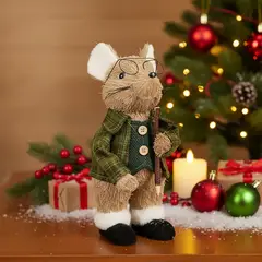 MICA - Adorno Ratón Navidad 14X12X22 Cm