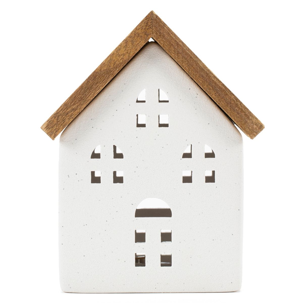 MICA - Adorno Casa Blanca Madera Y Cerámica Navidad 12 Cm Mica