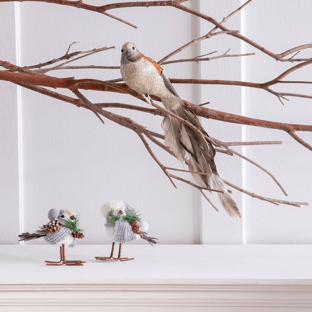 MICA - Adorno Navidad Set 2 Aves 11X7X13 Cm Mica