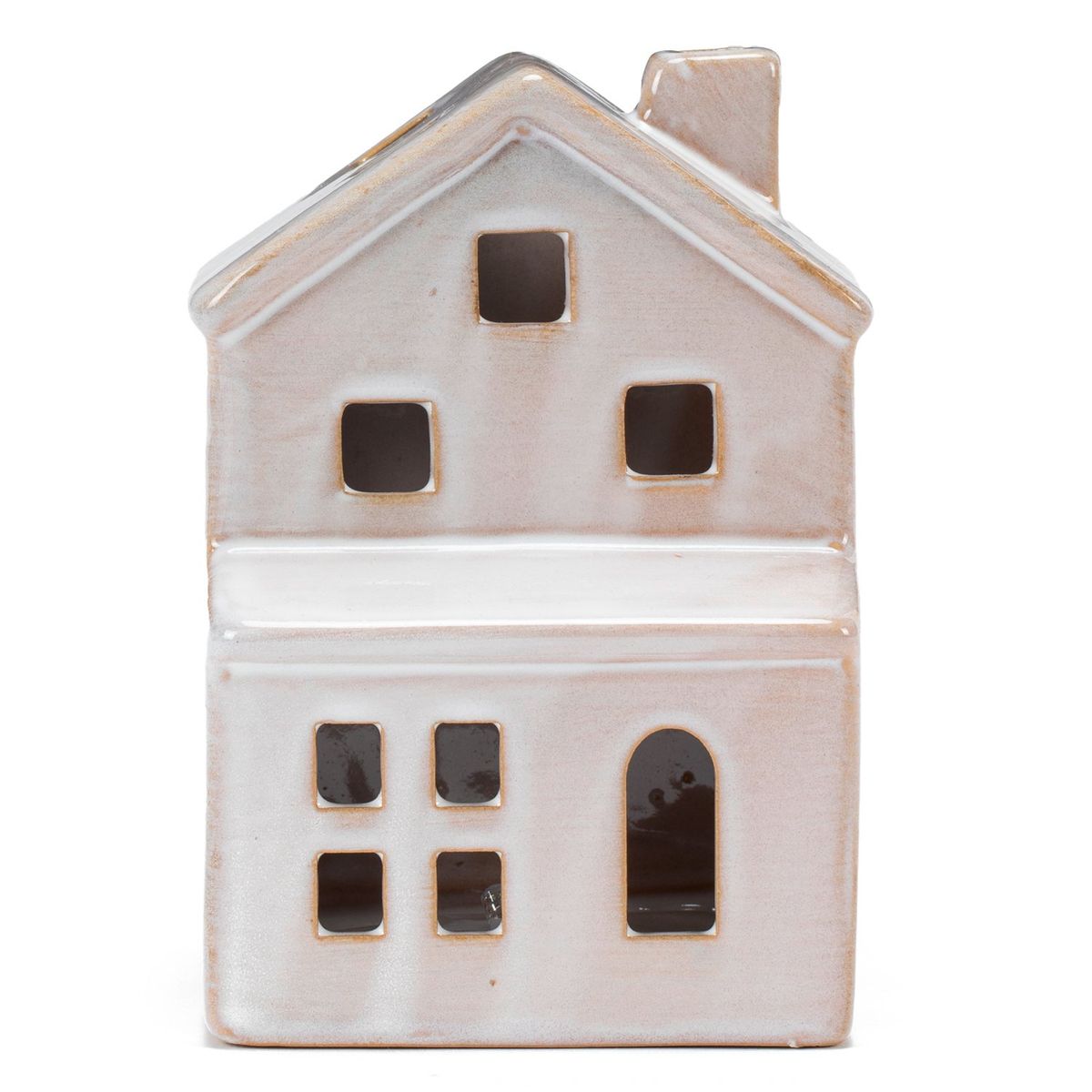 MICA - Adorno Casa Blanca Con Luz Navidad 13.5 Cm Mica