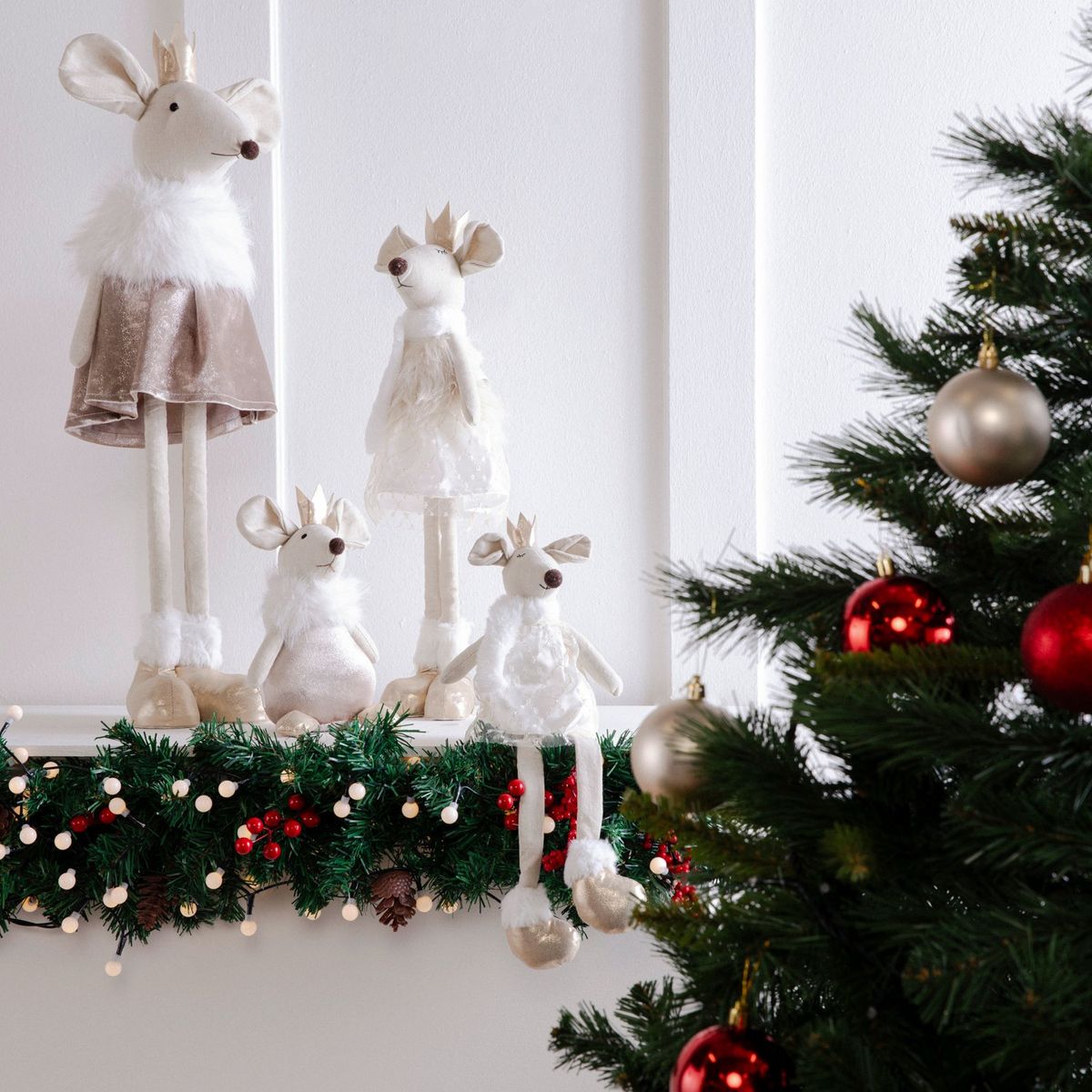 MICA - Adorno Ratoncito Piernas Largas Parado Navidad 70 Cm Mica