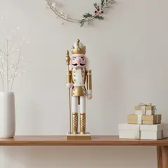 MICA - Cascanuez Blanco 38 cm Adorno Navidad Decoración