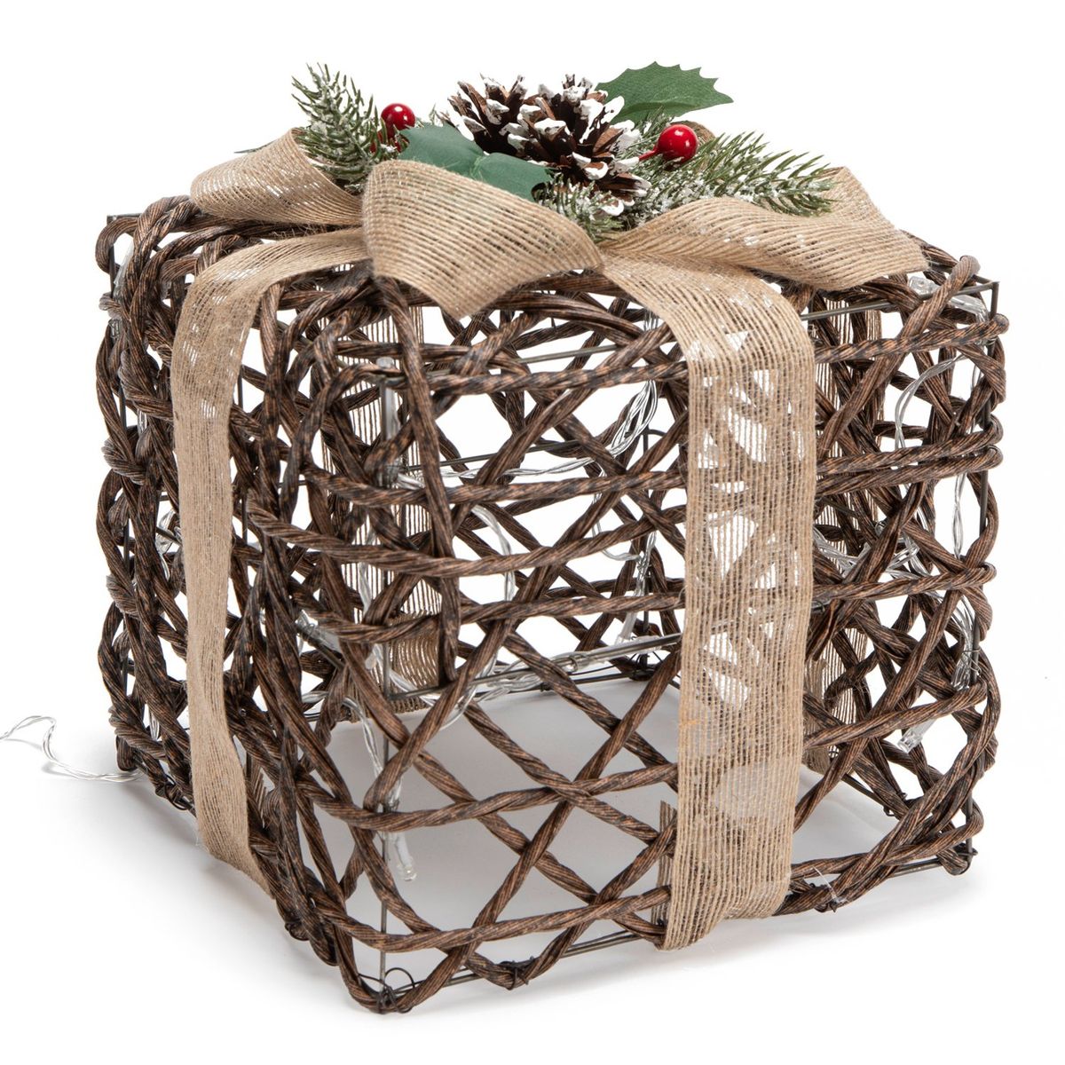 MICA - Adorno Regalo Navidad Con Luces Led 20X15 Cm Mica