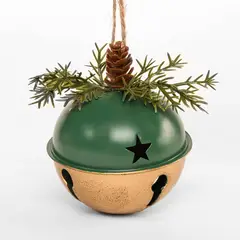 MICA - Adorno Esfera Bola Cascabel Verde 8 cm Colgante Para Árbol De Navidad