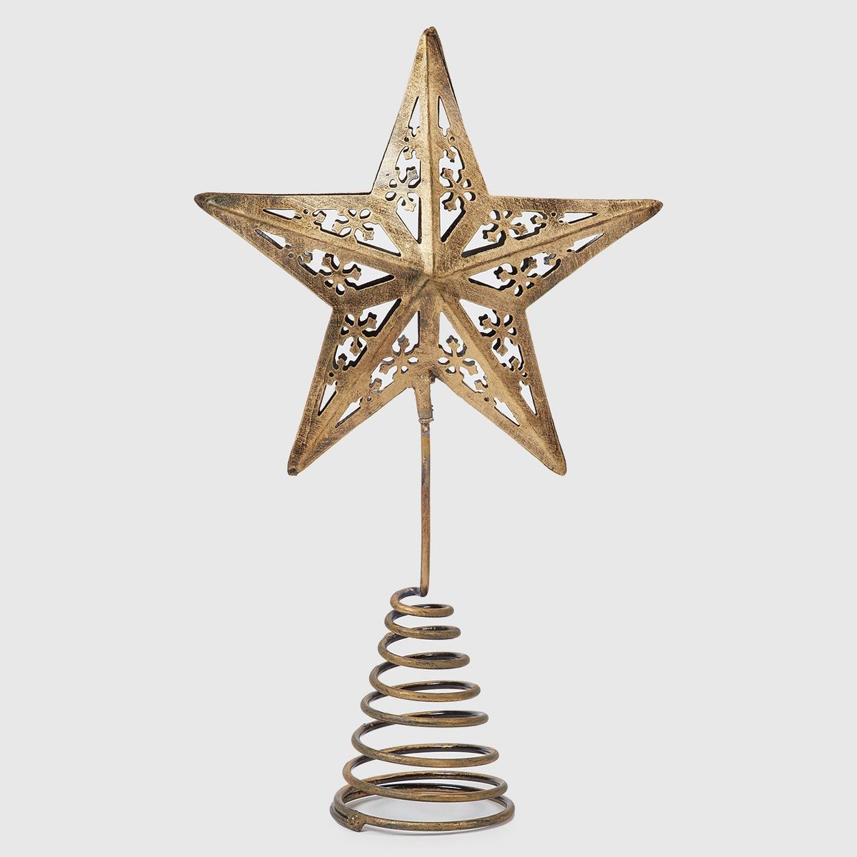 MICA - Adorno Árbol Navidad Punta Pino Estrella Dorada 28 Cm Mica