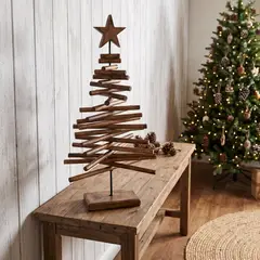 MICA - Árbol Pino Madera 90 cm Adorno Navidad Decoración