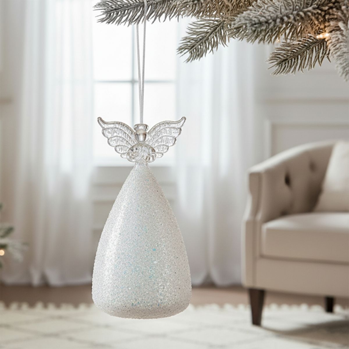 MICA - Adorno Figura Ángel Con Luz Navidad 17.5 Cm Mica