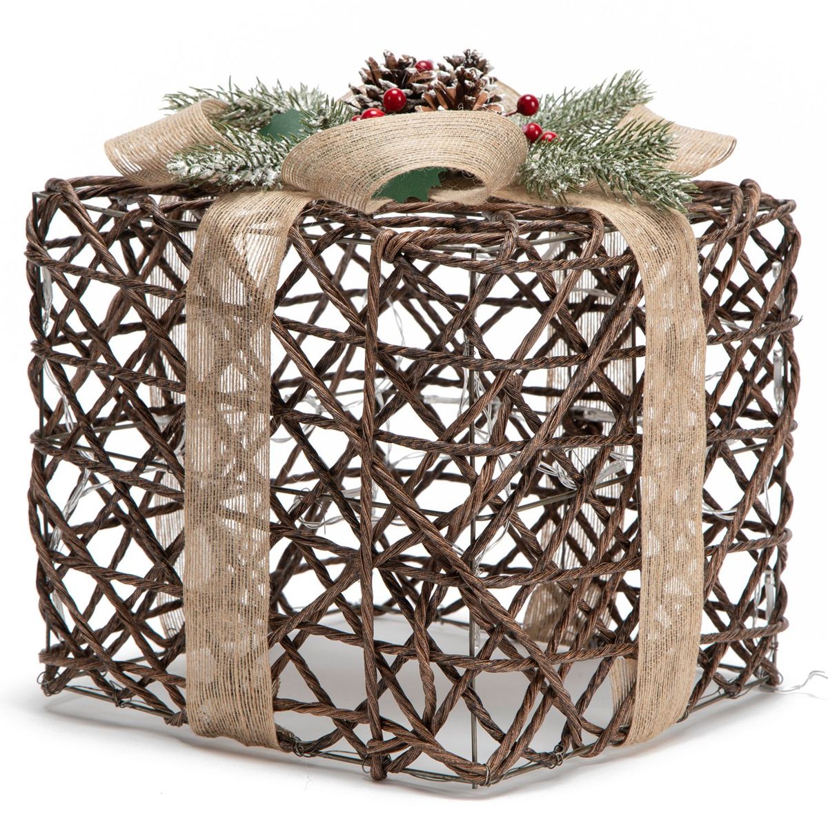 MICA - Adorno Regalo Navidad Con Luces Led 25X15 Cm Mica