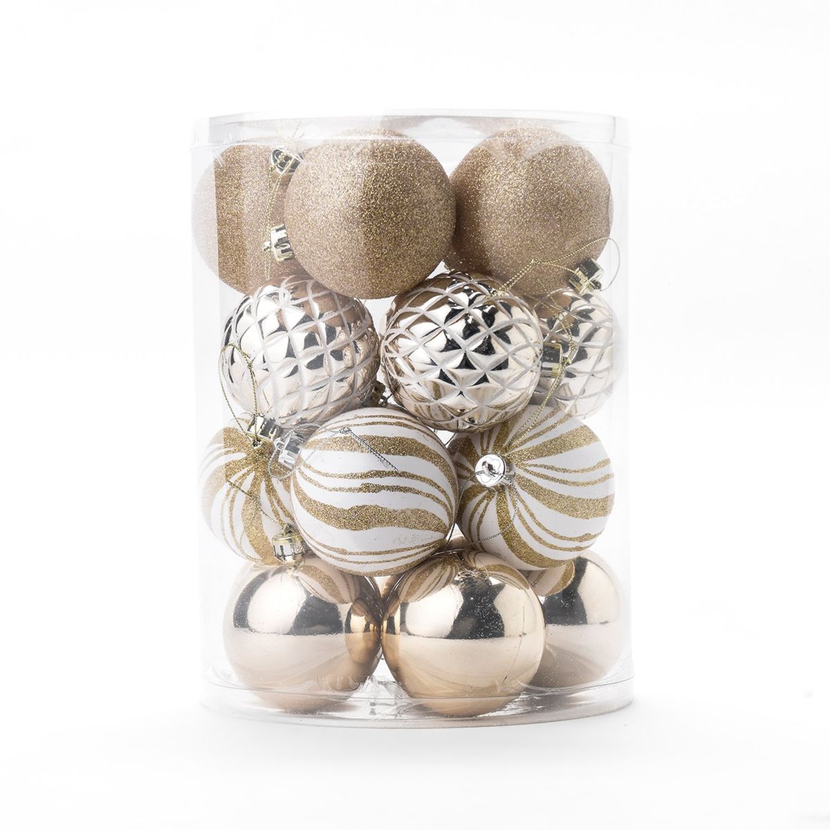 MICA - Set 20 Esferas Bolas Champagne 8 Cm Adornos Colgantes Navidad Mica