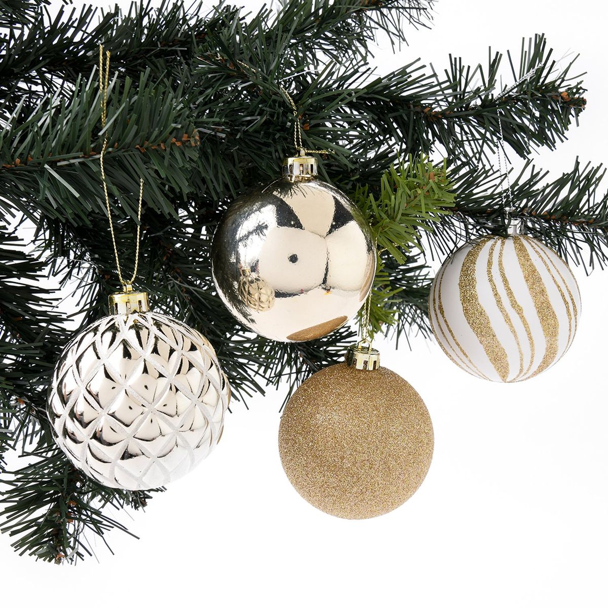 MICA - Set 20 Esferas Bolas Champagne 8 Cm Adornos Colgantes Navidad Mica