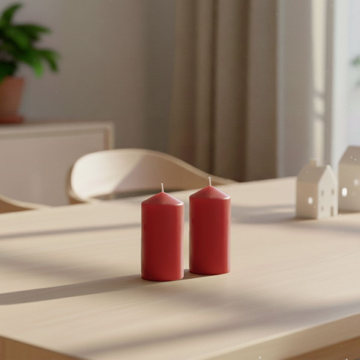 MICA - Set 2 Velas Pilar Rojas 6X12Cm Adorno Navidad Mica