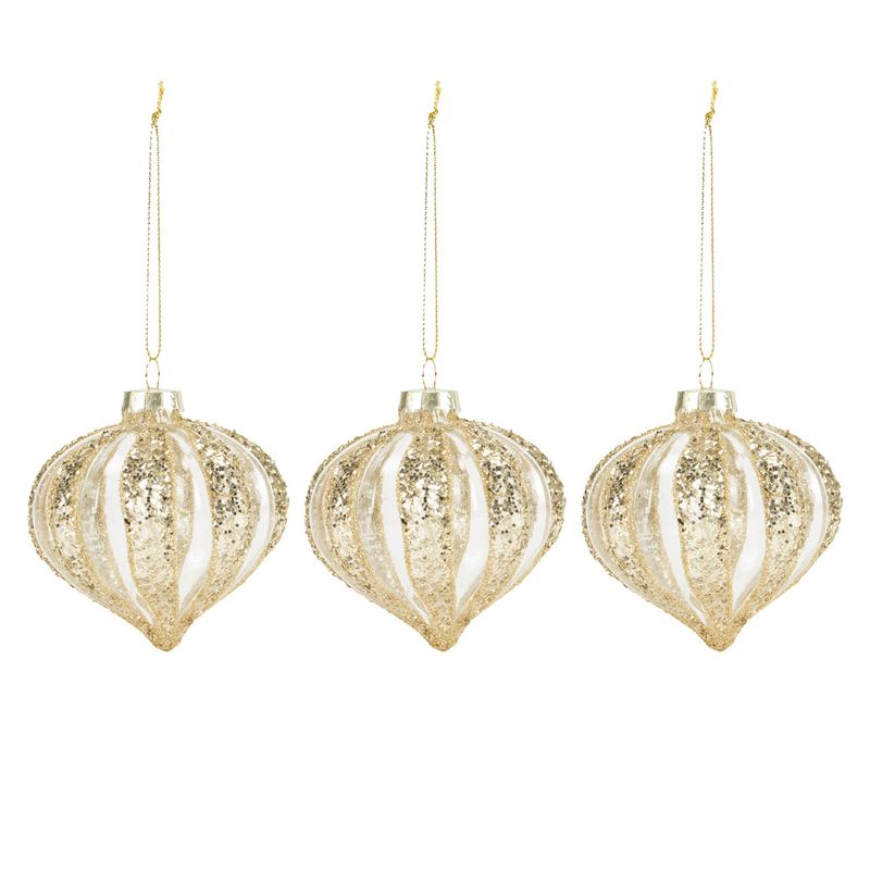 MICA - Set 3 Bolas Dorado/Glitter 8 Cm Mica