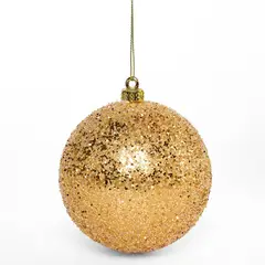 MICA - Esfera Bola Glitter Dorado 10 Cm Colgante Para Árbol De Navidad