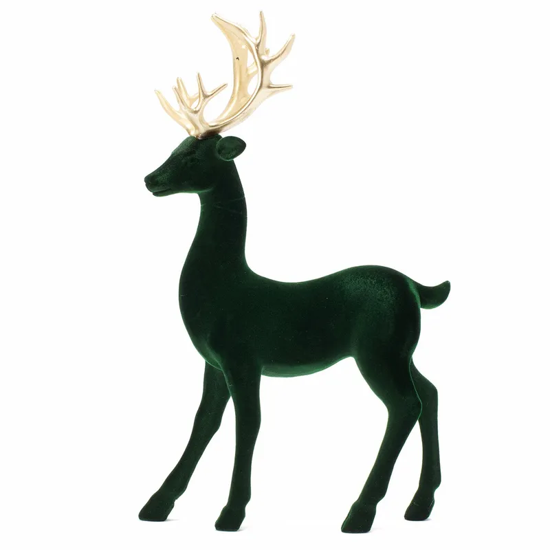 MICA - Adorno Reno Velvet Verde Dorado 23 Cm Mica