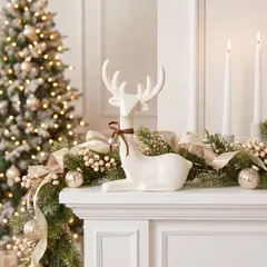 MICA - Reno Blanco Porcelana 20.3 cm Adorno Navidad Decoración