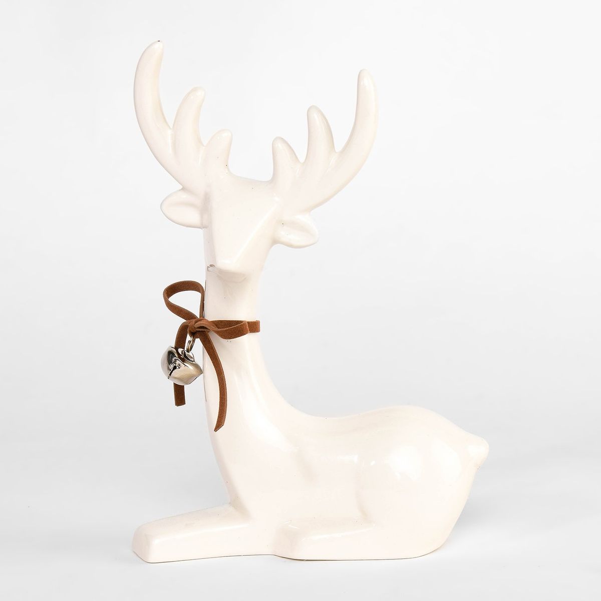 MICA - Adorno Reno Blanco Porcelana Navidad 20 Cm Mica