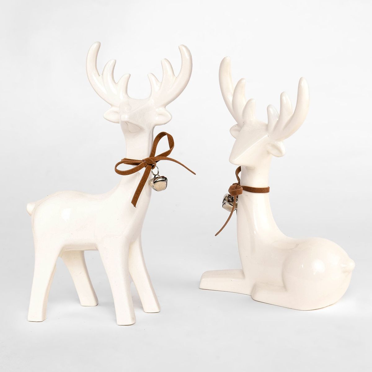 MICA - Adorno Reno Blanco Porcelana Navidad 20 Cm Mica