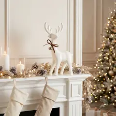 MICA - Reno Blanco Porcelana 25.2 cm Adorno Navidad Decoración