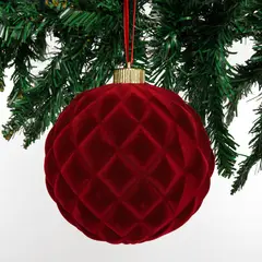 MICA - Adorno Esfera Bola Colgante Terciopelo Dots 15 Cm Para Árbol De Navidad