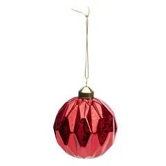 MICA - Set 4 Bolas Esferas 8 Cm Rojas Y Plateadas Colgantes Navidad