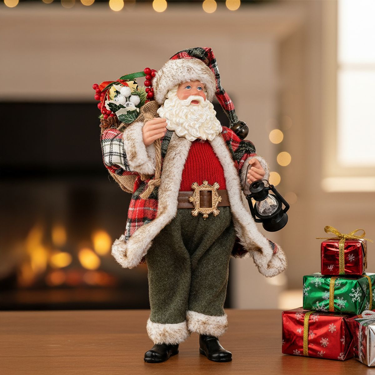 MICA - Adorno Viejo Pascuero Santa Abrigo Navidad 22X13X38 Cm Mica