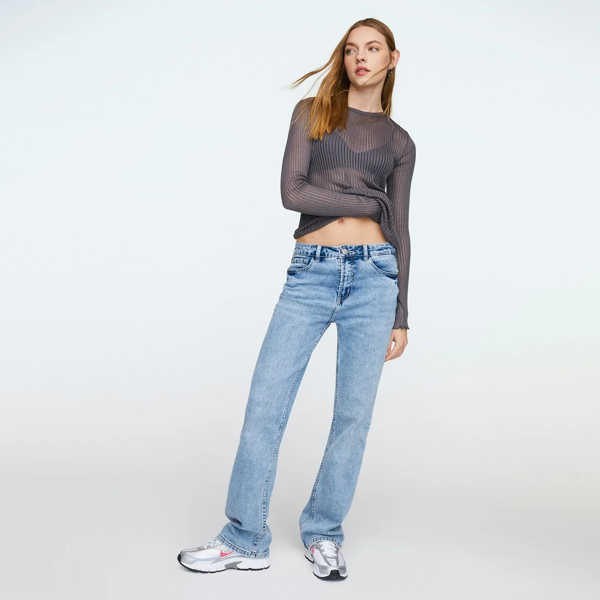 SYBILLA - Jeans Straight Tiro Alto Mujer Sybilla