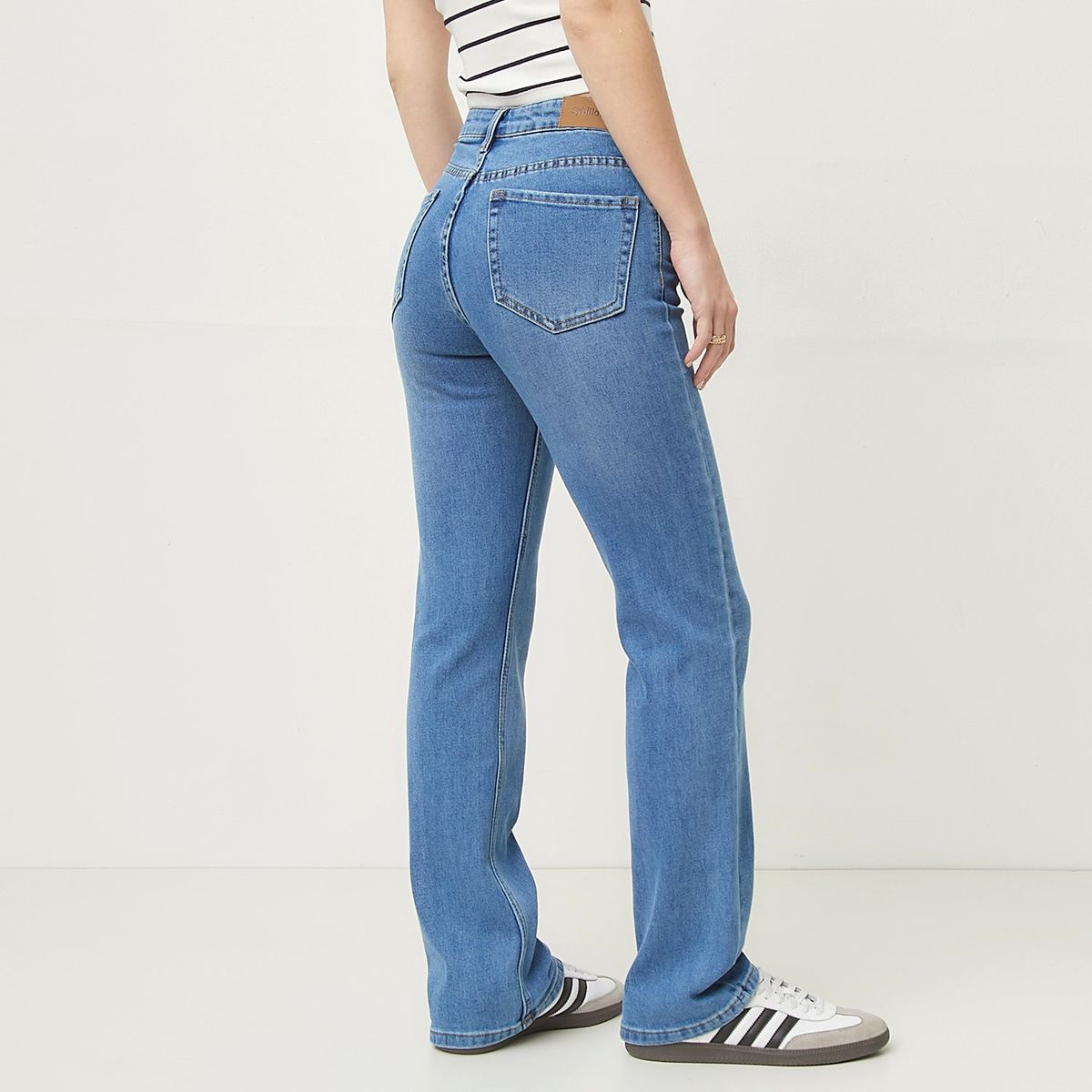 SYBILLA - Jeans Straight Tiro Alto Mujer Sybilla