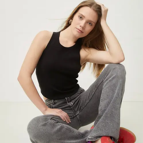 SYBILLA - Polera Sin Mangas Algodón Mujer Estilo Casual