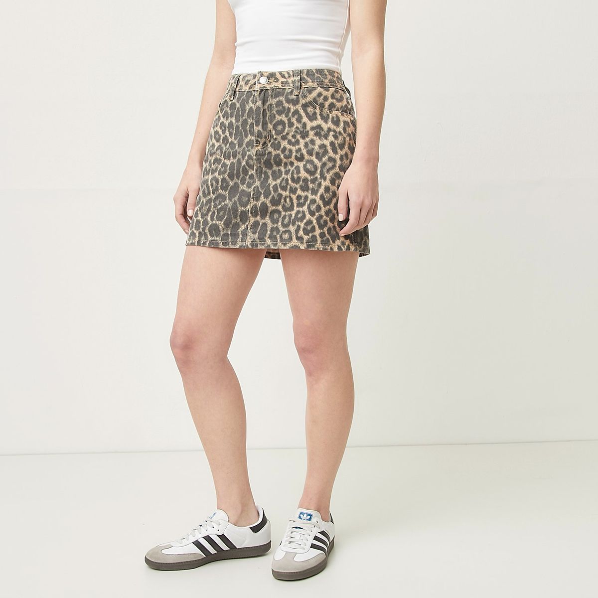 SYBILLA - Falda Mini Denim Mujer Estampado Animal Print Sybilla