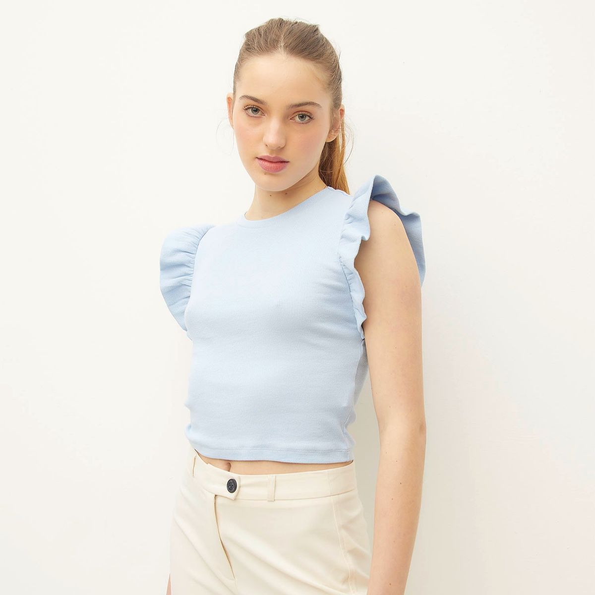 SYBILLA - Polera Casual Mujer Manga corta Algodón