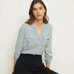 BASEMENT - Blusa Cuello Mao Manga Larga Mujer